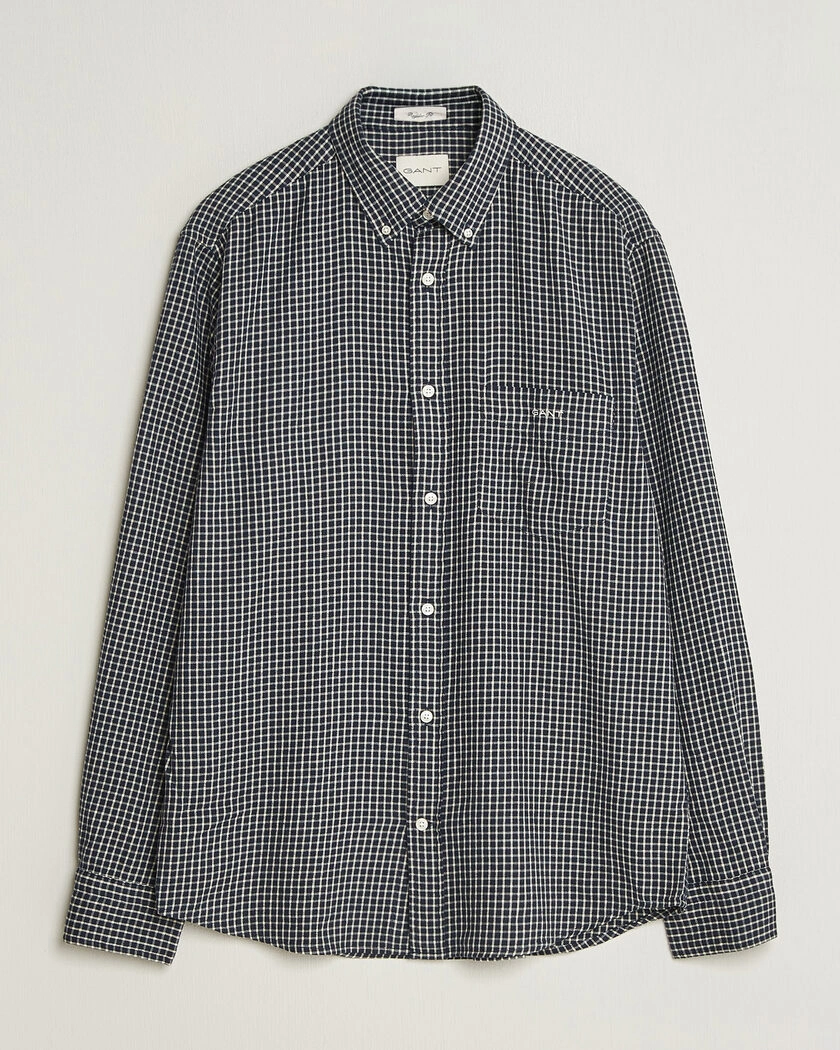 Gant Regular Fit Windblown Flannel Checked Shirt Evening Blue – Blå