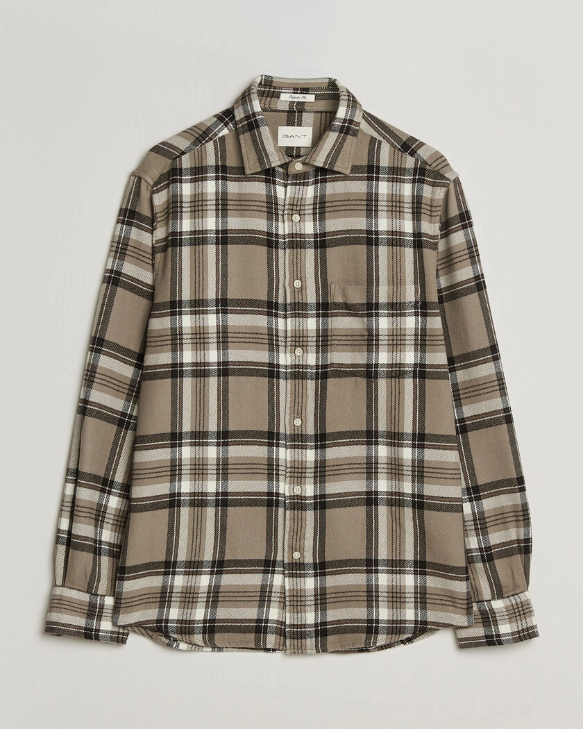 Gant Regular Fit Flannel Checked Overshirt Mist Taupe – Beige