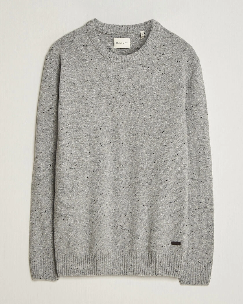 Gant Neps Wool Crew Neck Sweater Grey Melange – Grå