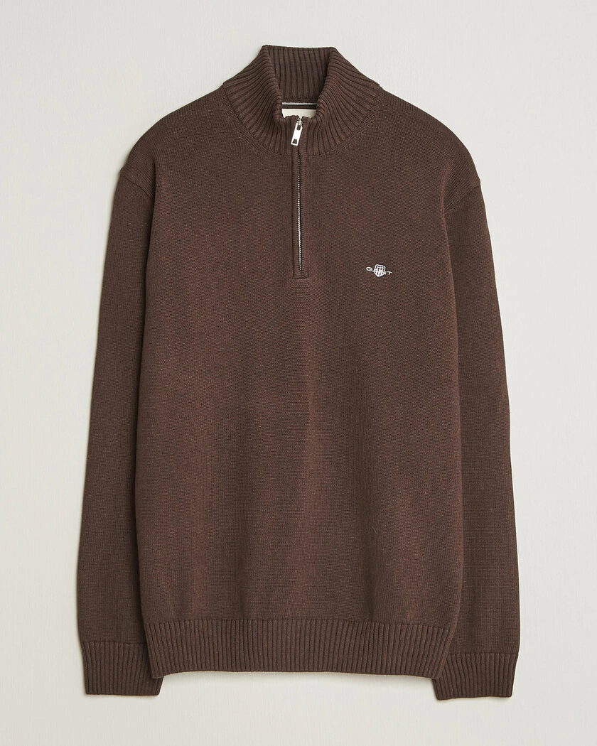 Gant Casual Cotton Half Zip Black Brown Melange – Brun