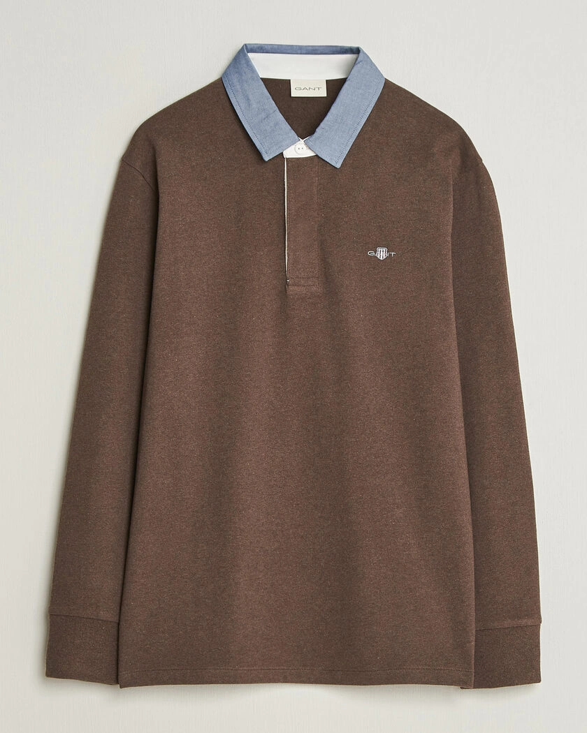Gant Chambray Solid Heavy Rugger Black Brown Melange – Brun