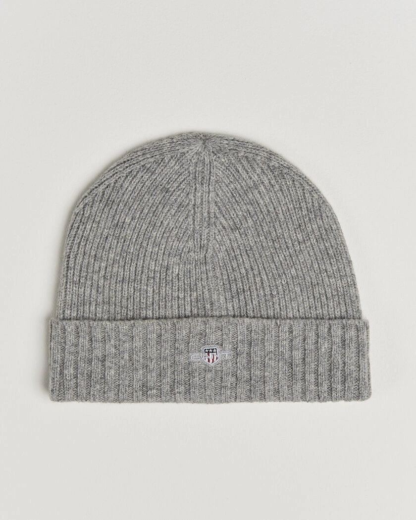 Gant Wool Beanie Grey Melange – Grå