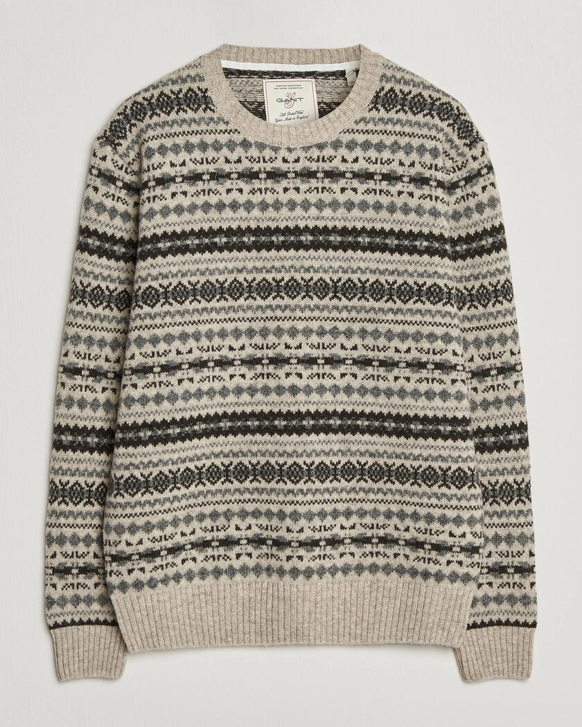 Gant Brushed Wool Fair Isle Sweater Light Beige Melange – Beige