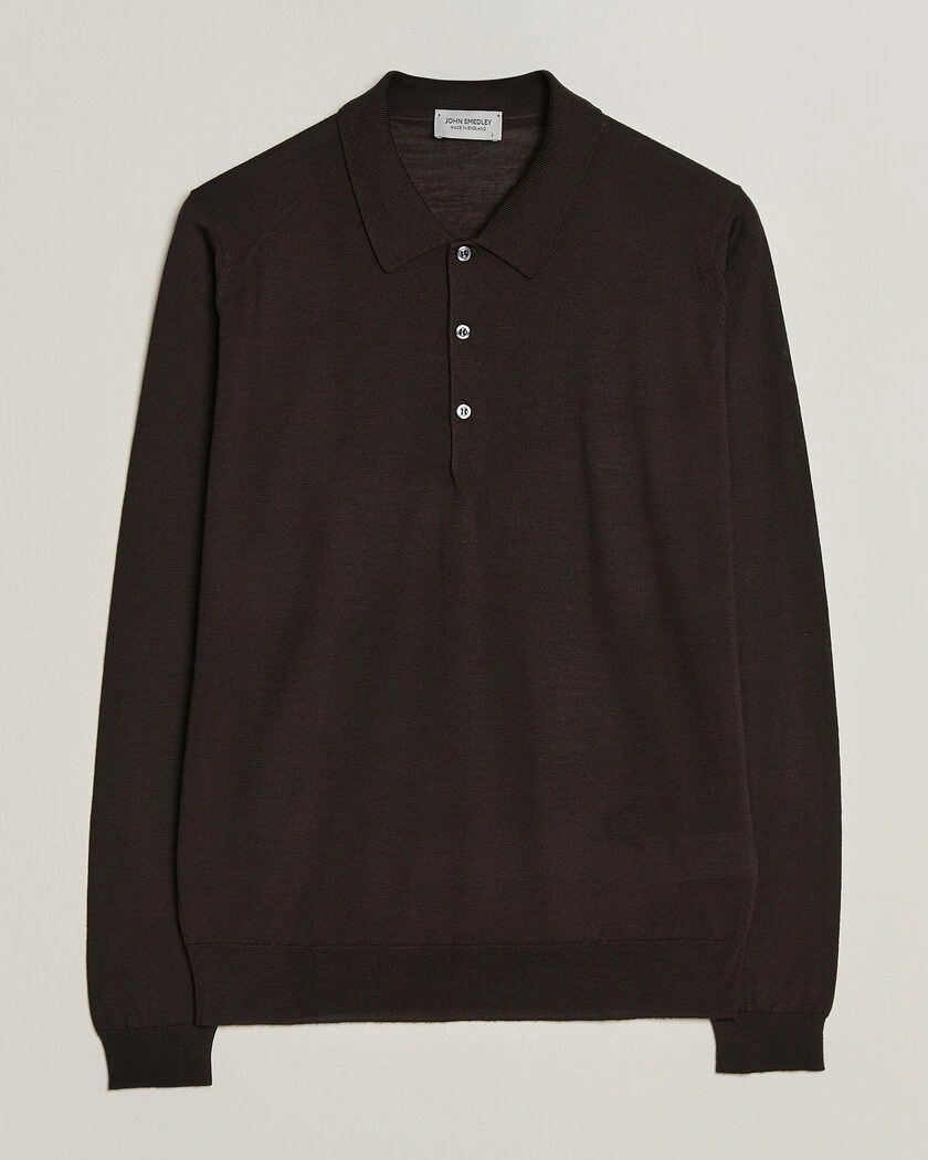 John Smedley Belper Extra Fine Merino Polo Pullover Faulkner Brown – Brun