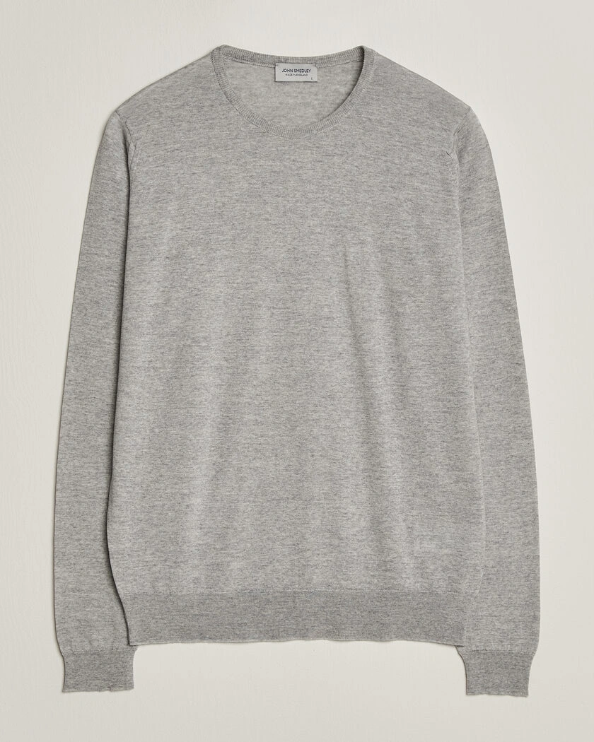 John Smedley Lundy Extra Fine Merino Crew Neck Nimbus Grey – Grå
