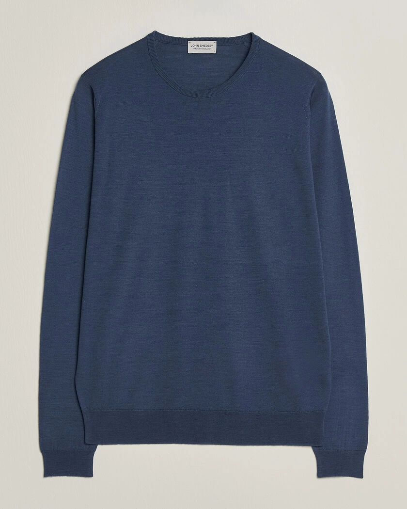 John Smedley Lundy Extra Fine Merino Crew Neck Teal Firth – Blå