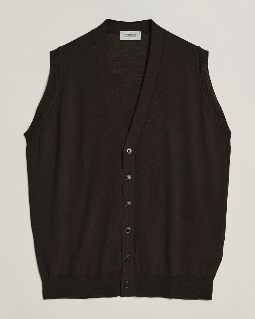 John Smedley Bolton Extra Fine Merino Waistcoat Faulkner Brown – Brun