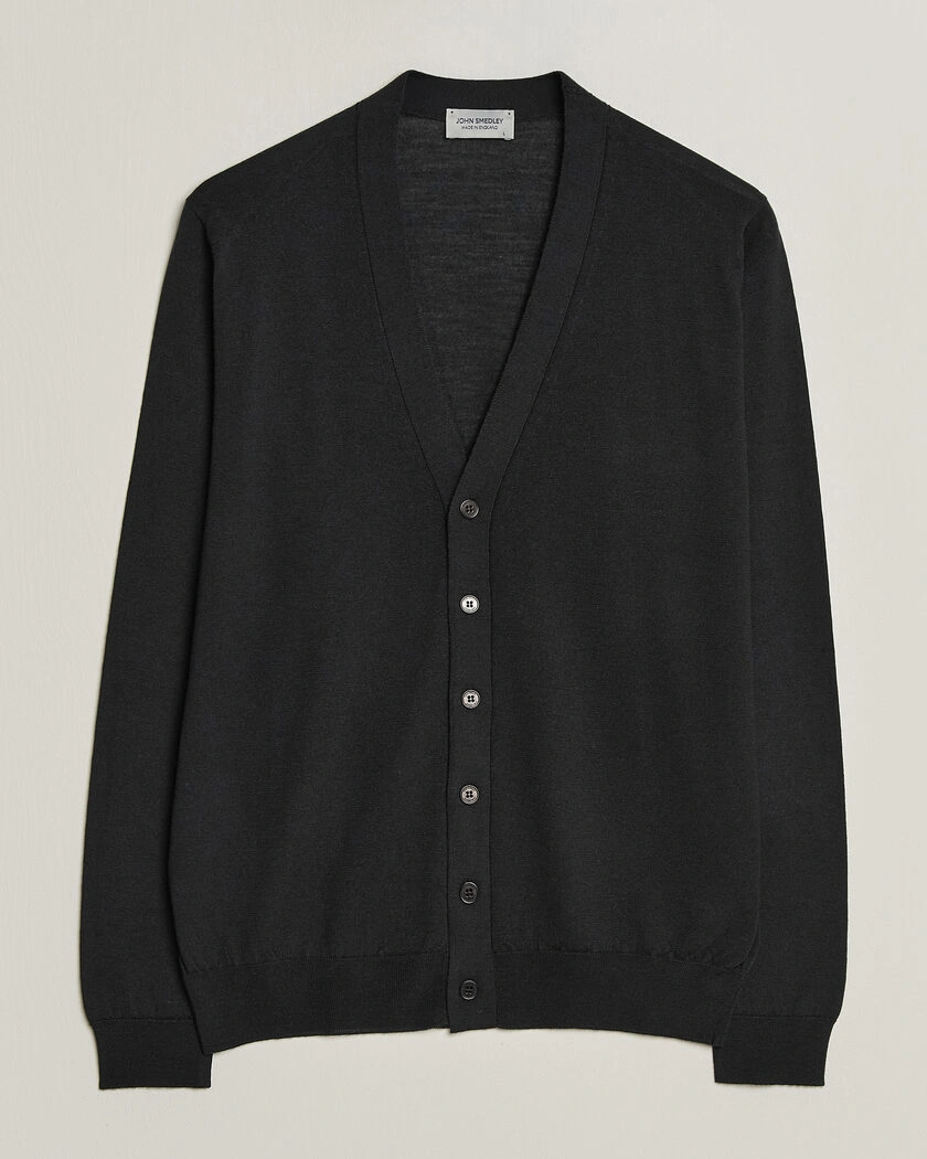 John Smedley Bradrick Extra Fine Merino Cardigan Black – Svart