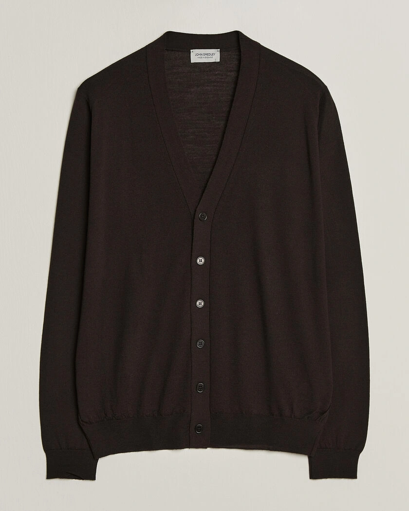 John Smedley Bradrick Extra Fine Merino Cardigan Faulkner Brown – Brun