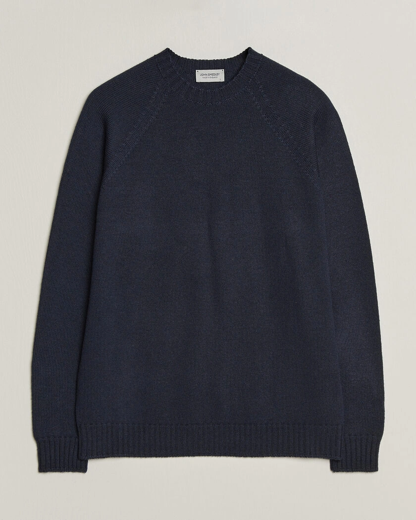 John Smedley Denver Extra Fine Merino Crew Neck Midnight – Blå