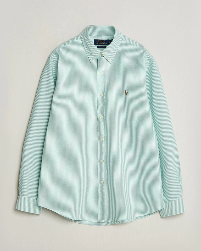 Polo Ralph Lauren Custom Fit Striped Oxford Shirt Scarab Green/White – Grön