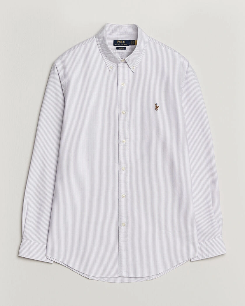 Polo Ralph Lauren Custom Fit Striped Oxford Shirt Lilac/White – Lila