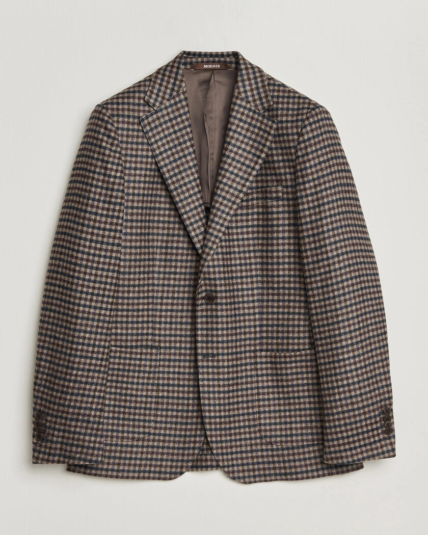 Morris Soft Check Blazer Brown – Brun