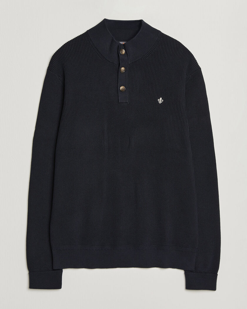 Morris Niall Half Button Sweater Old Blue – Blå