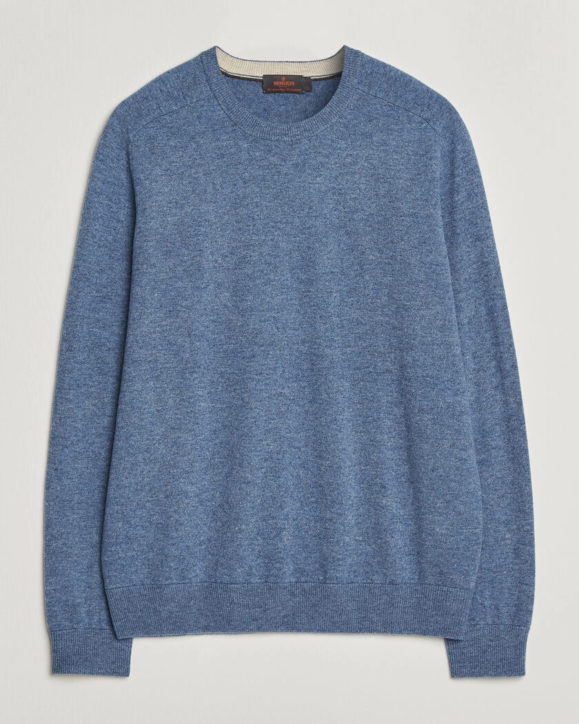 Morris Wilfred Cashmere O-Neck Light Blue – Blå