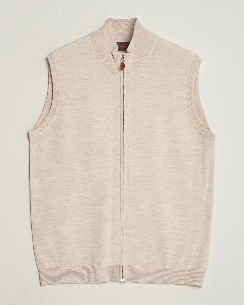 Morris Merino Zip Vest Off White – Vit