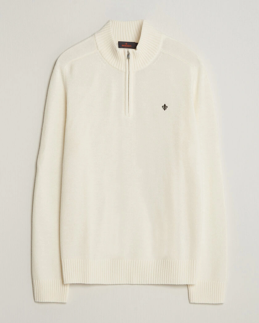 Morris Hertford Lambswool Half Zip Off White – Vit