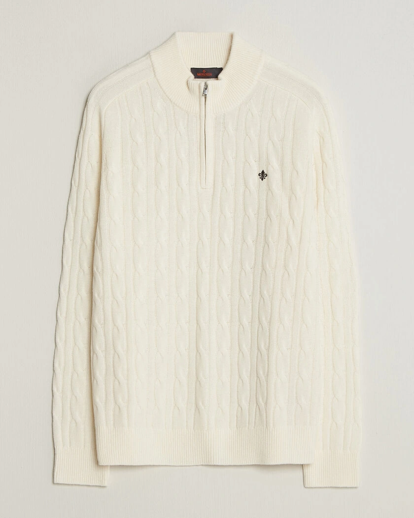  Morris Hertford Cable Half Zip Off White – Vit