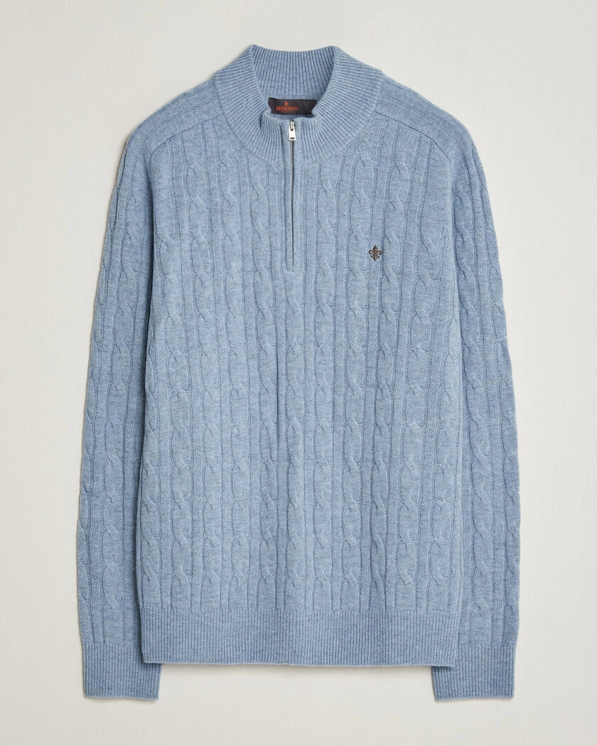 Morris Hertford Cable Half Zip Blue – Blå