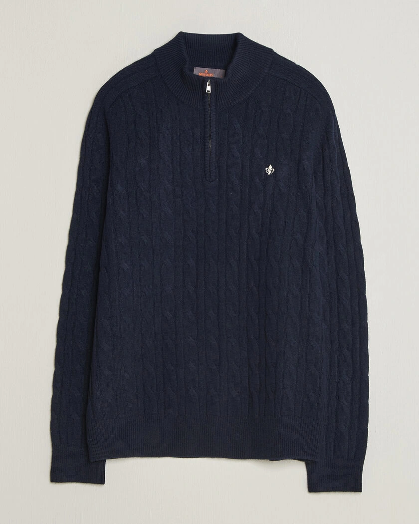 Morris Hertford Cable Half Zip Navy – Blå