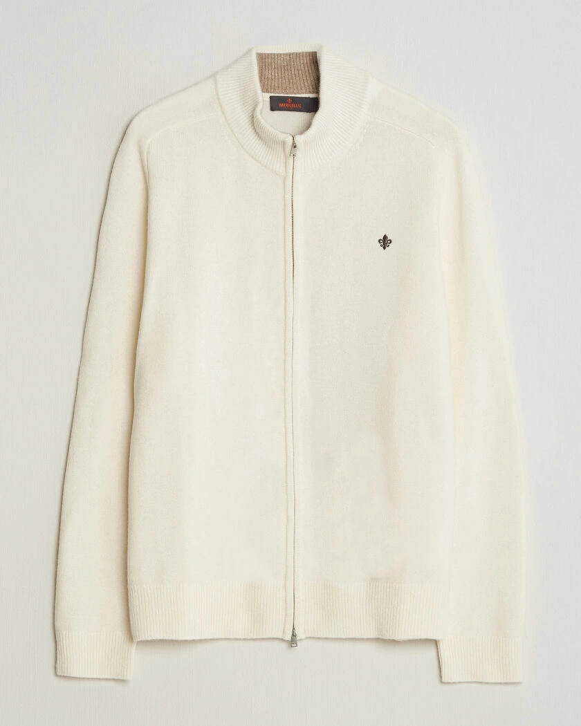 Morris Hertford Zip Cardigan Off White – Vit