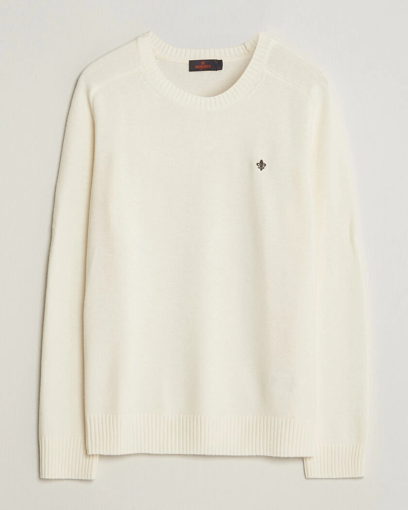 Morris Hertford Lambswool Crew Neck Off White – Vit