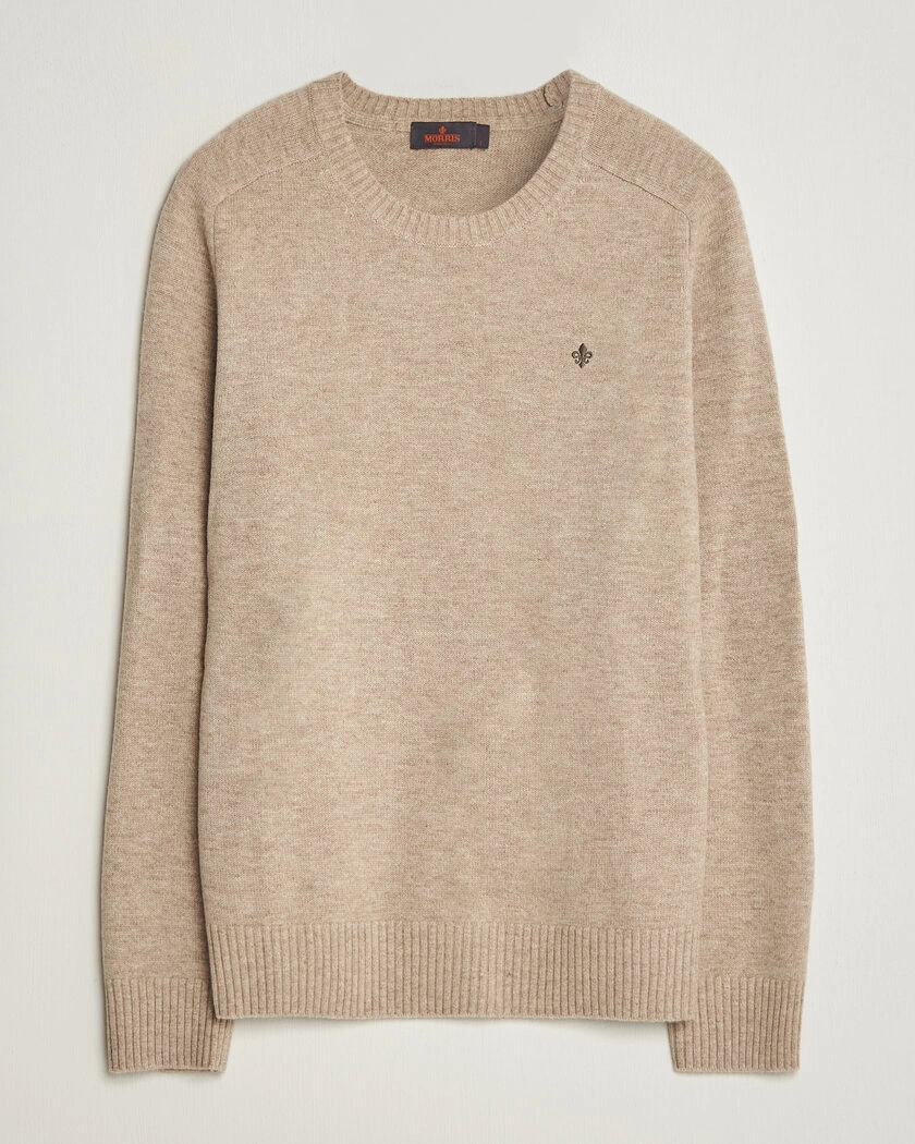 Morris Hertford Lambswool Crew Neck Khaki – Beige
