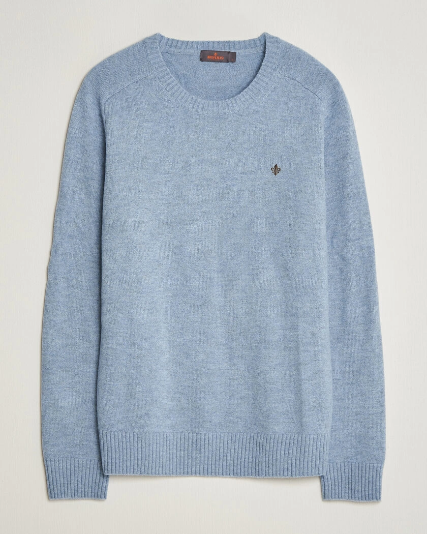 Morris Hertford Lambswool Crew Neck Blue – Blå