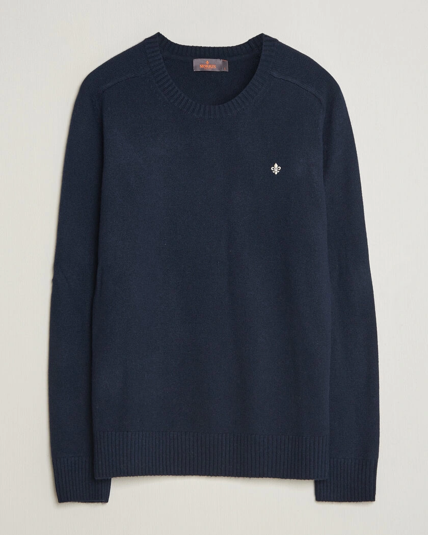 Morris Hertford Lambswool Crew Neck Navy – Blå