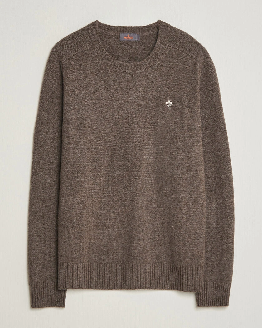 Morris Hertford Lambswool Crew Neck Brown – Brun