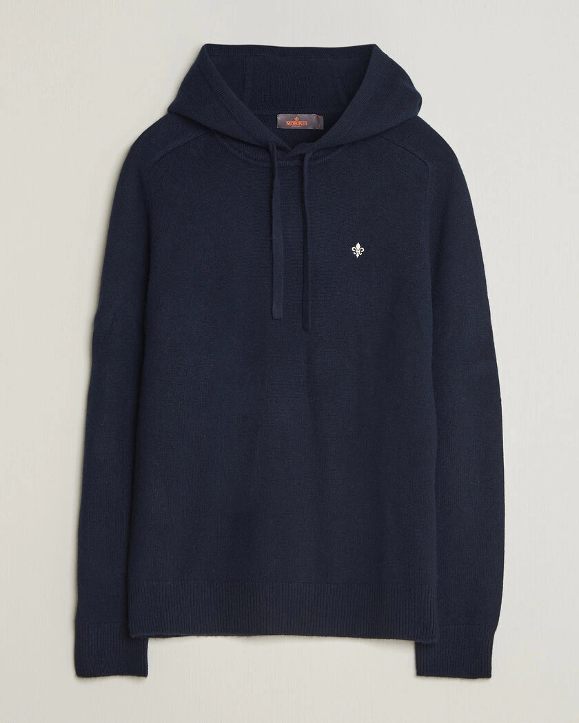 Morris Hertford Lambswool Hoodie Navy – Blå