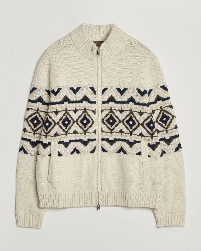 Morris Hadley Zip Cardigan Off White – Vit