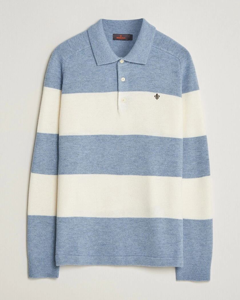 Morris Hertford Knitted Polo Blue – Blå