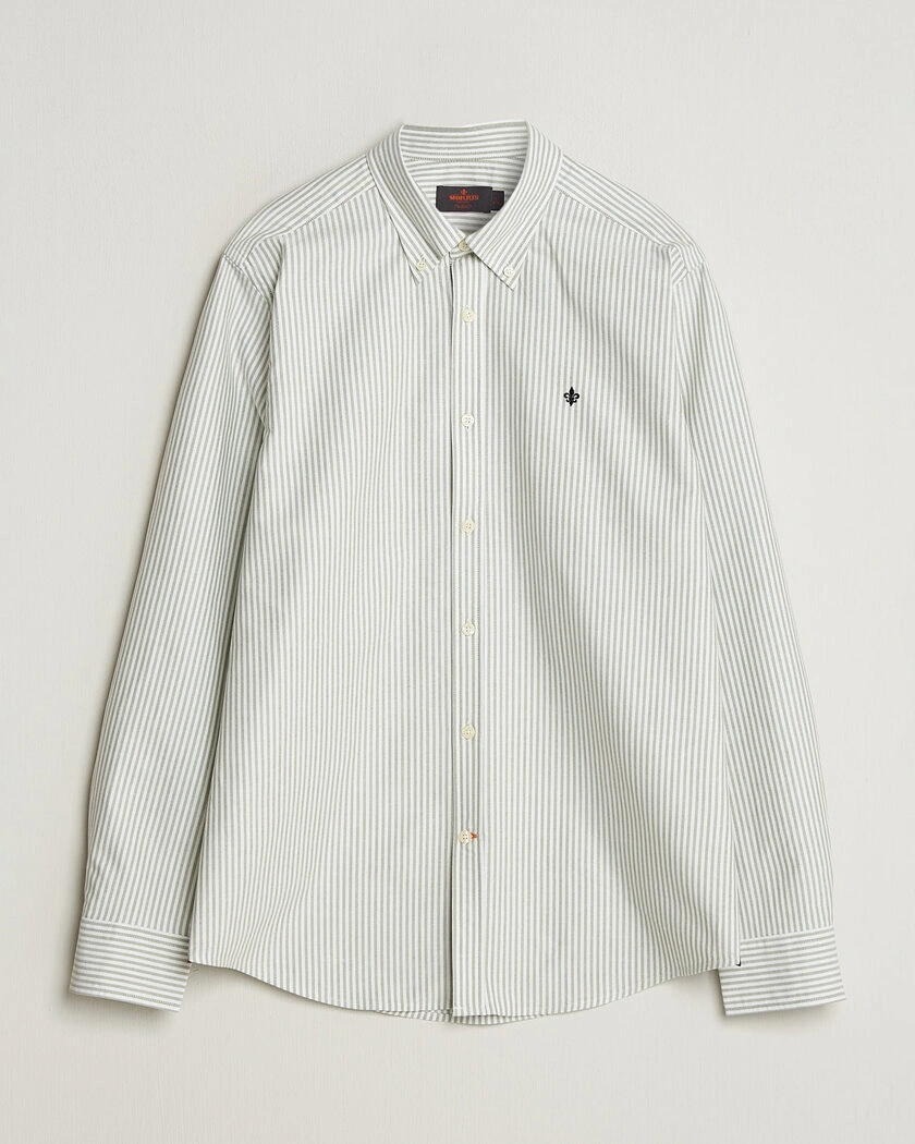 Morris Douglas Oxford Stripe Shirt Olive – Grön