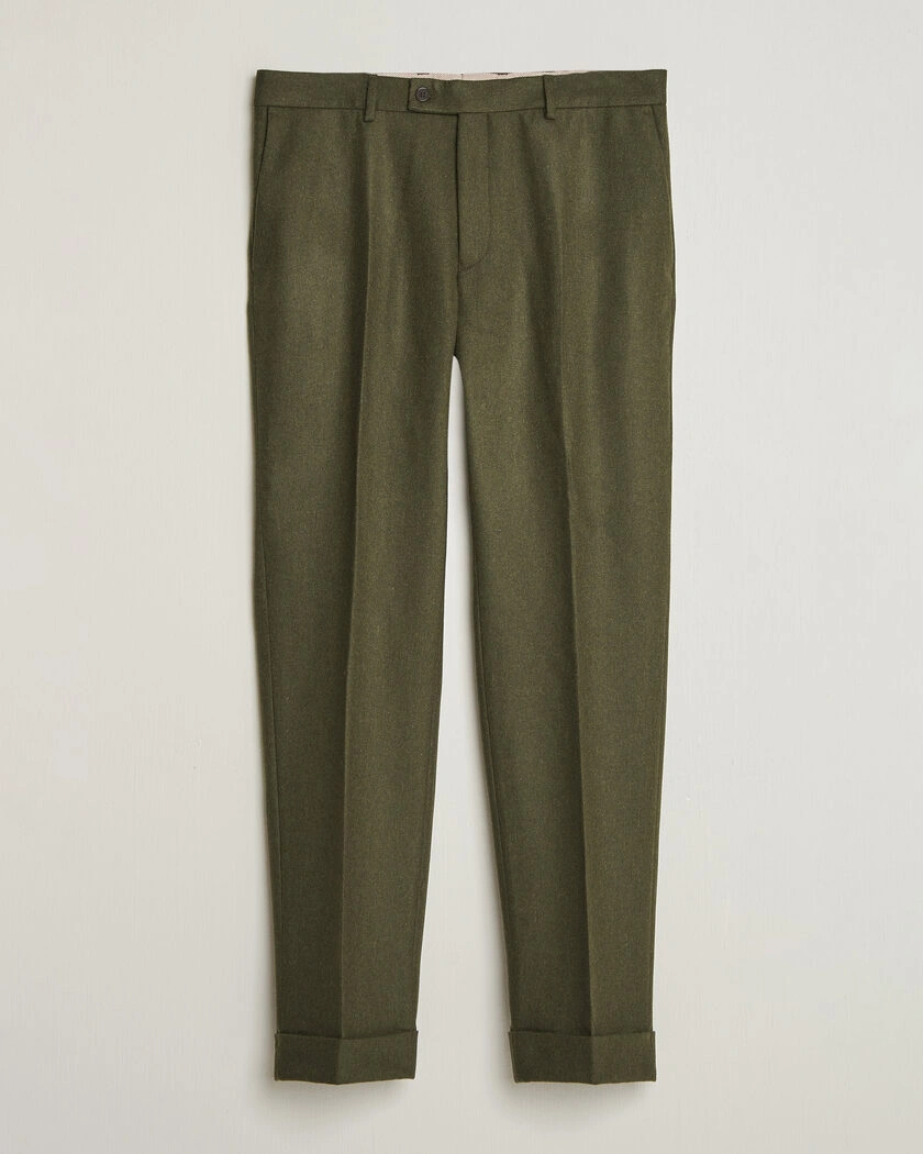 Morris Flannel Suit Trousers Green – Grön