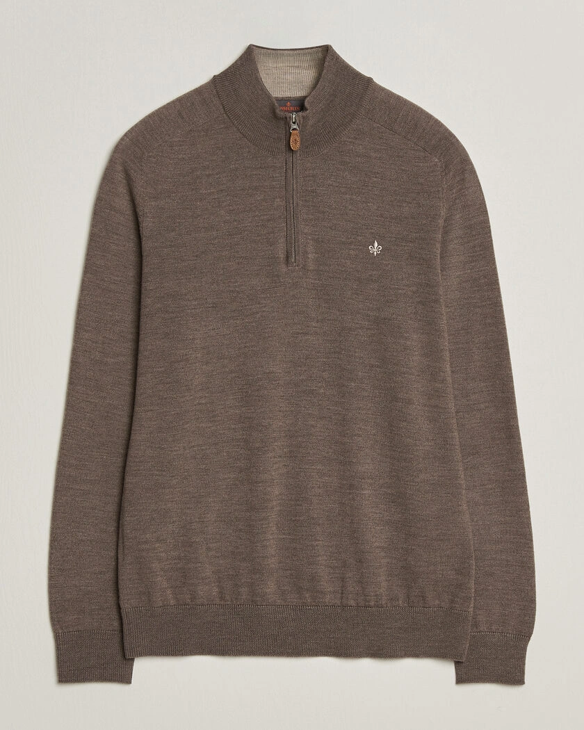 Morris John Merino Half Zip Brown – Brun