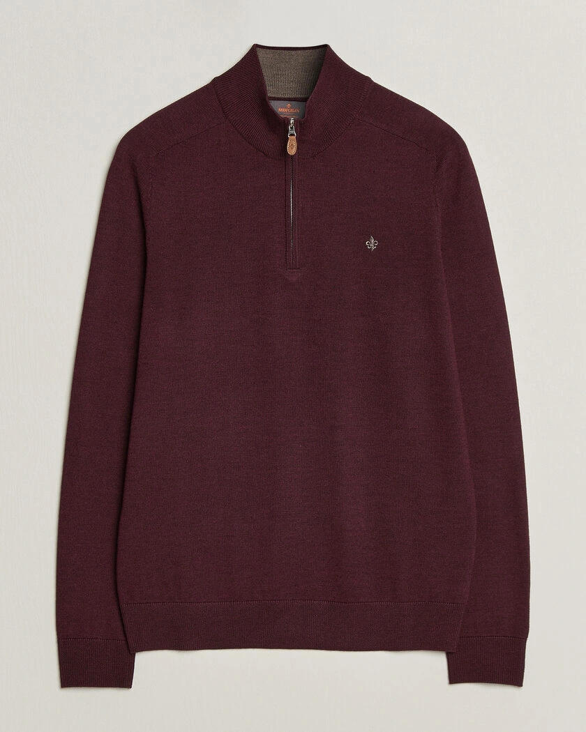 Morris John Merino Half Zip Wine Red – Röd
