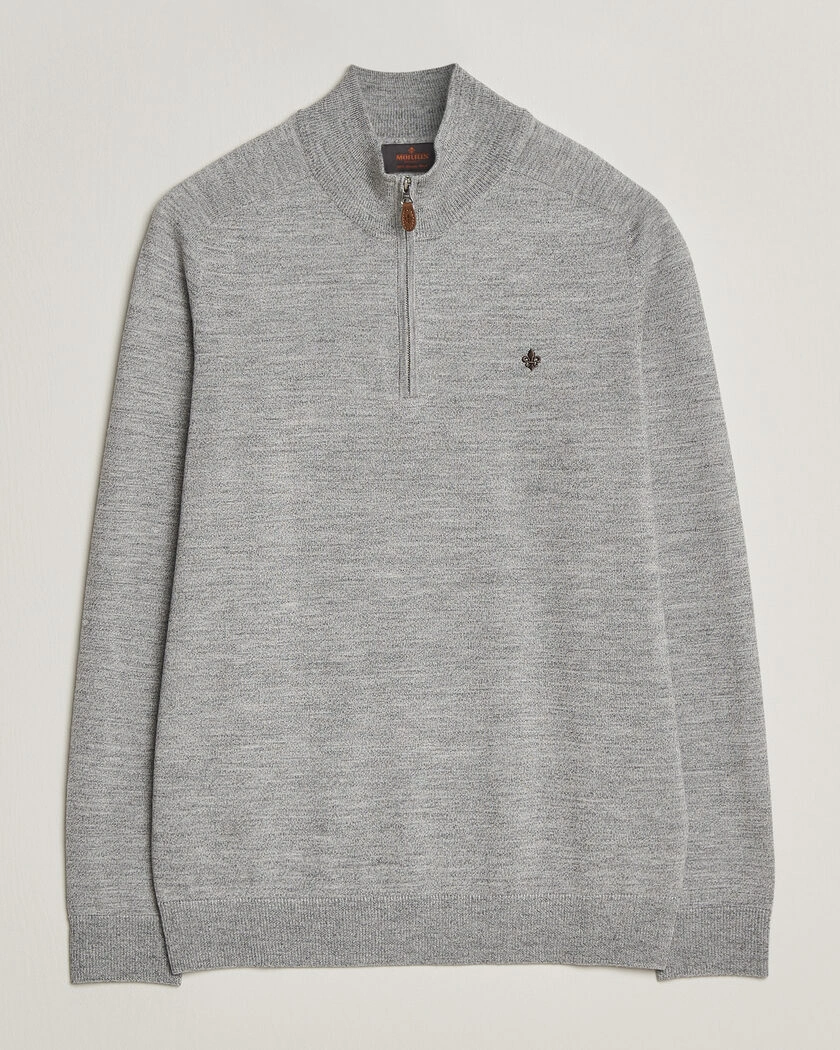 Morris John Merino Half Zip Mid Grey – Grå