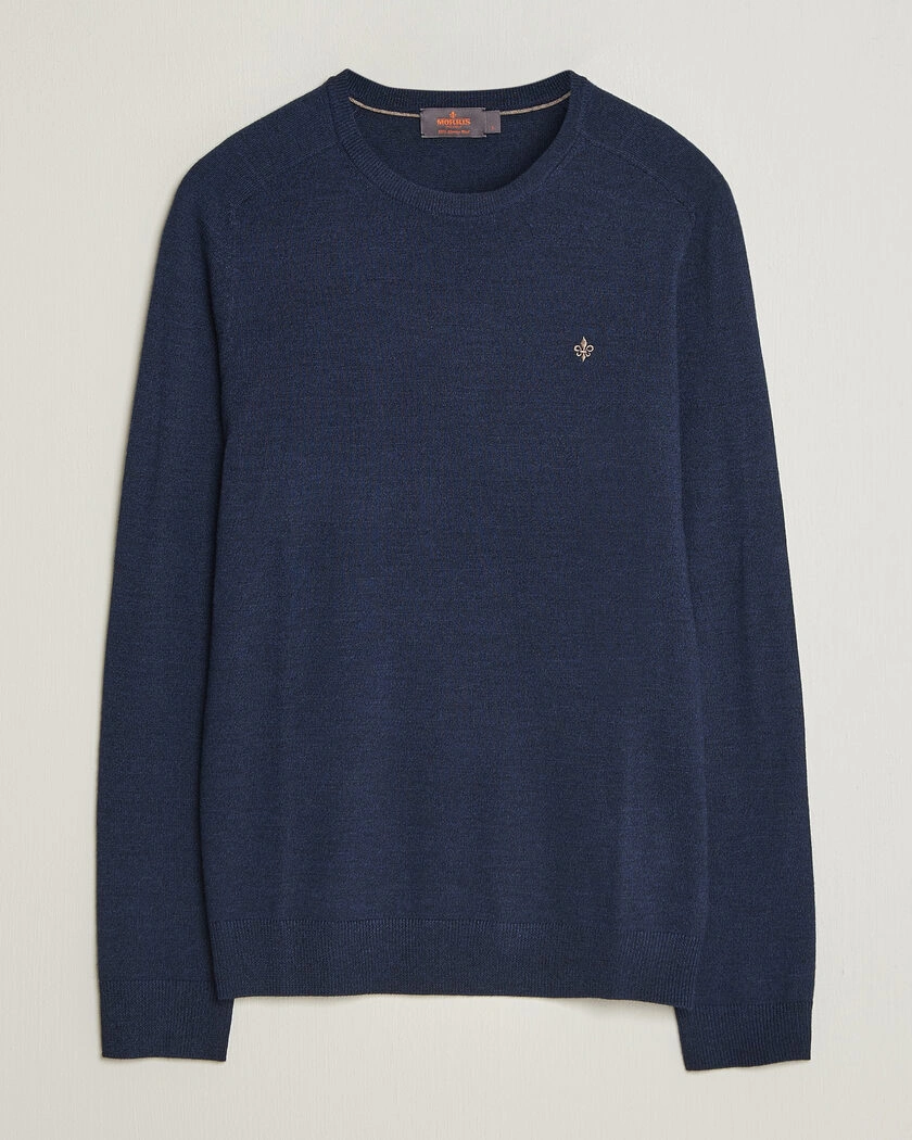 Morris Merino O-Neck Navy – Blå