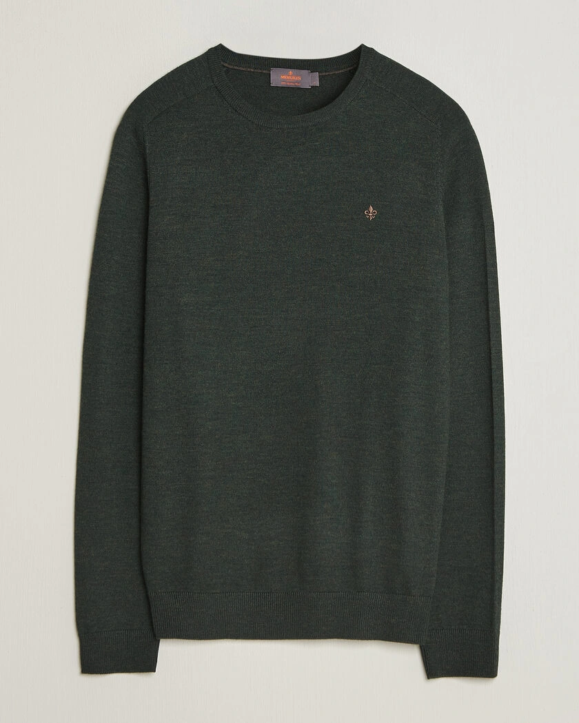 Morris Merino O-Neck Olive – Grön
