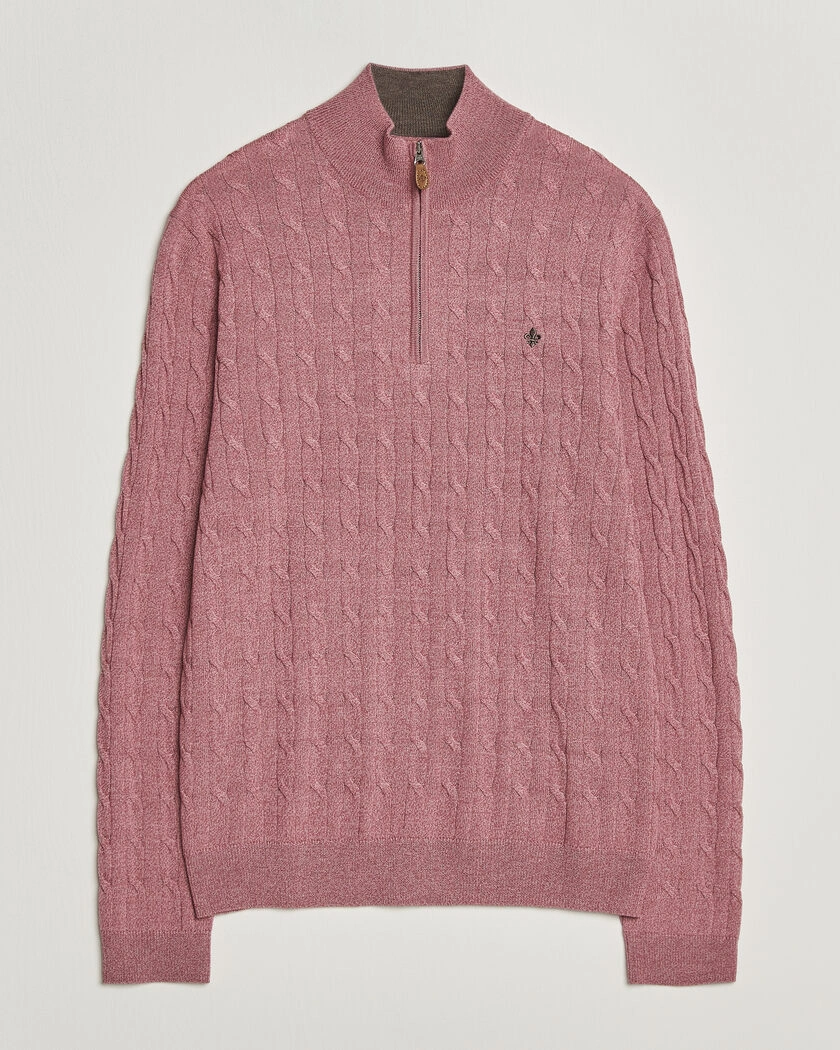 Morris Merino Cable Half Zip Cerise – Rosa