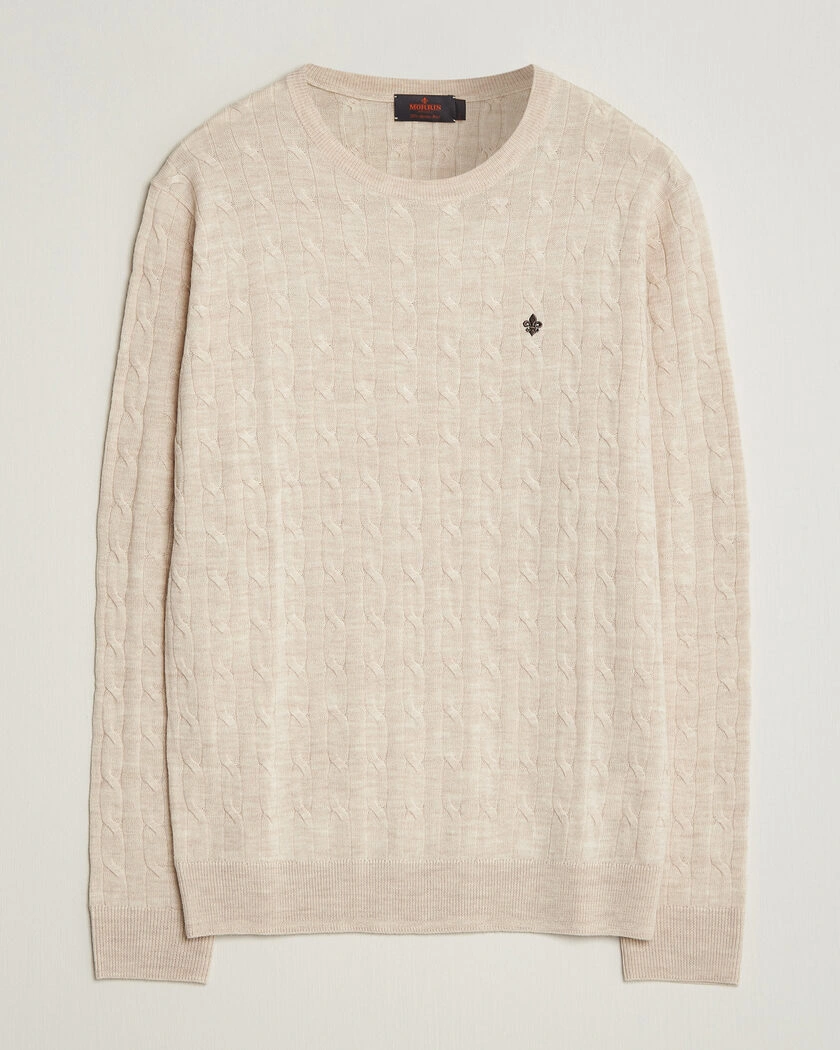 Morris Merino Cable O-Neck Off White – Vit