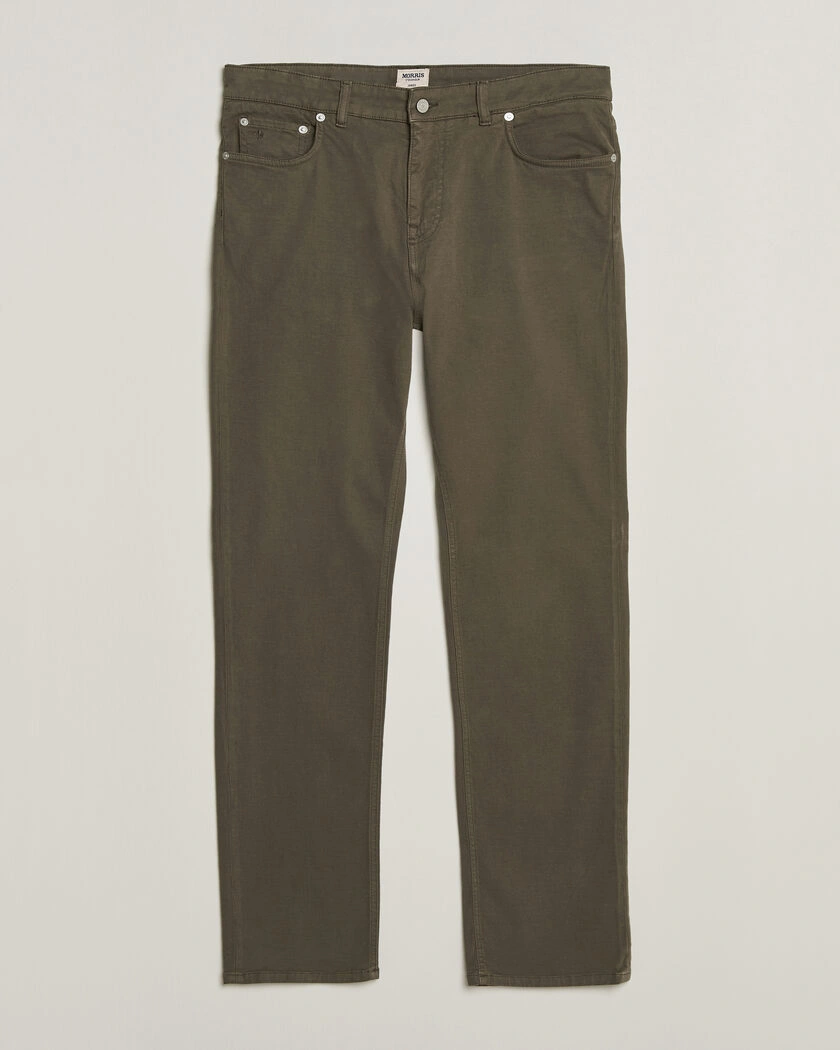 Morris James Brushed 5-Pocket Pant Olive – Grön