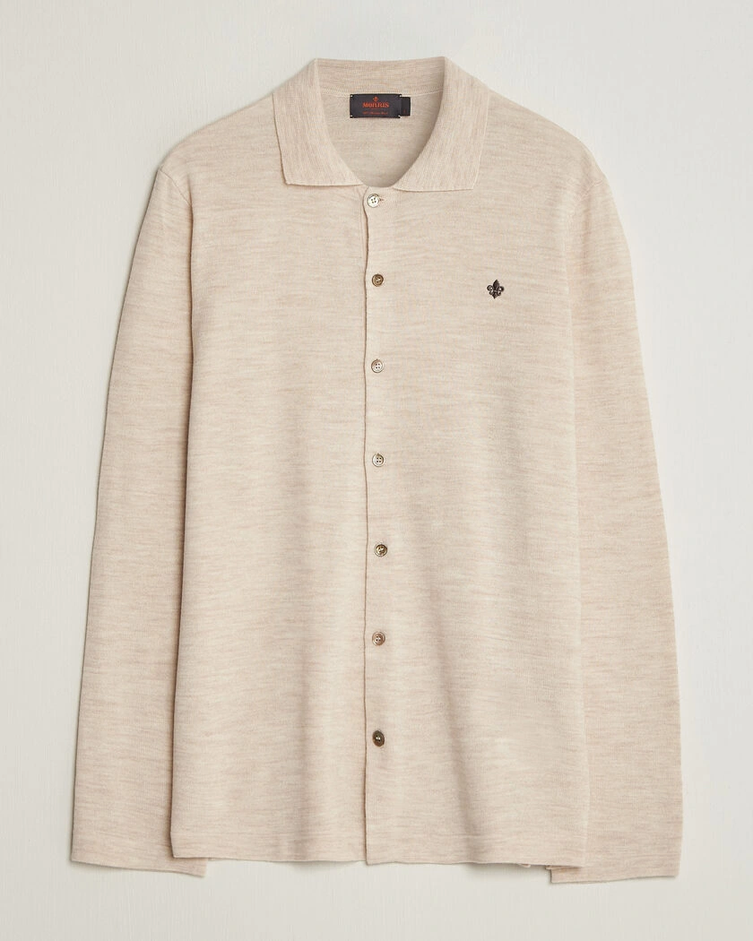 Morris Merino Shirt Cardigan Off White – Vit