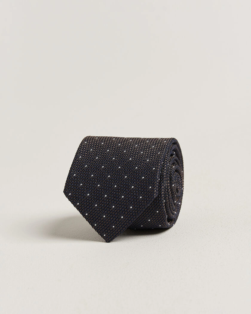 Amanda Christensen Silk Grenadine Dot 8cm Tie Brown – Brun
