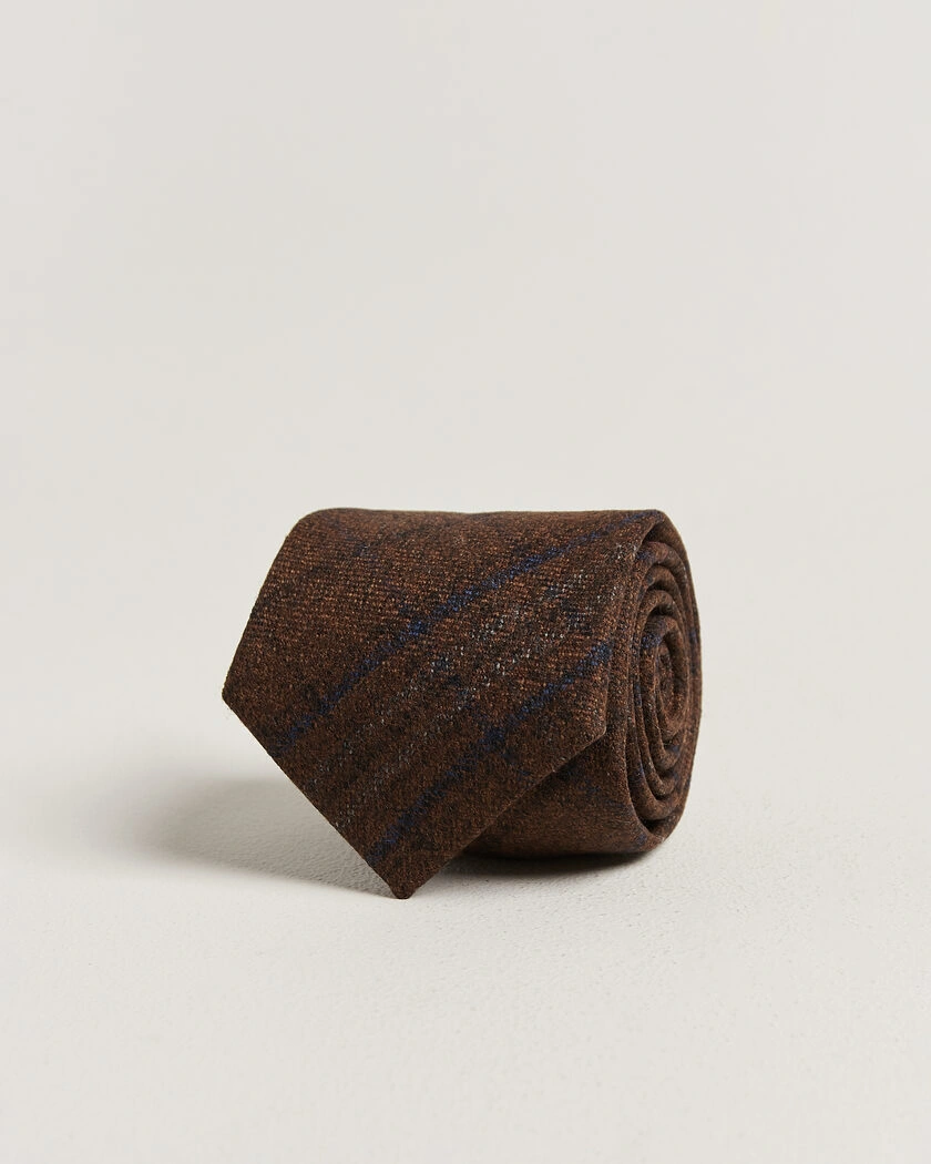 Amanda Christensen Wool Checked 8cm Tie Rust – Röd