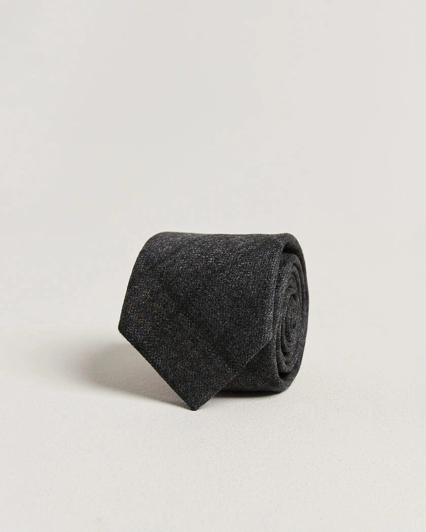 Amanda Christensen Wool Checked 8cm Tie Dark Grey – Grå
