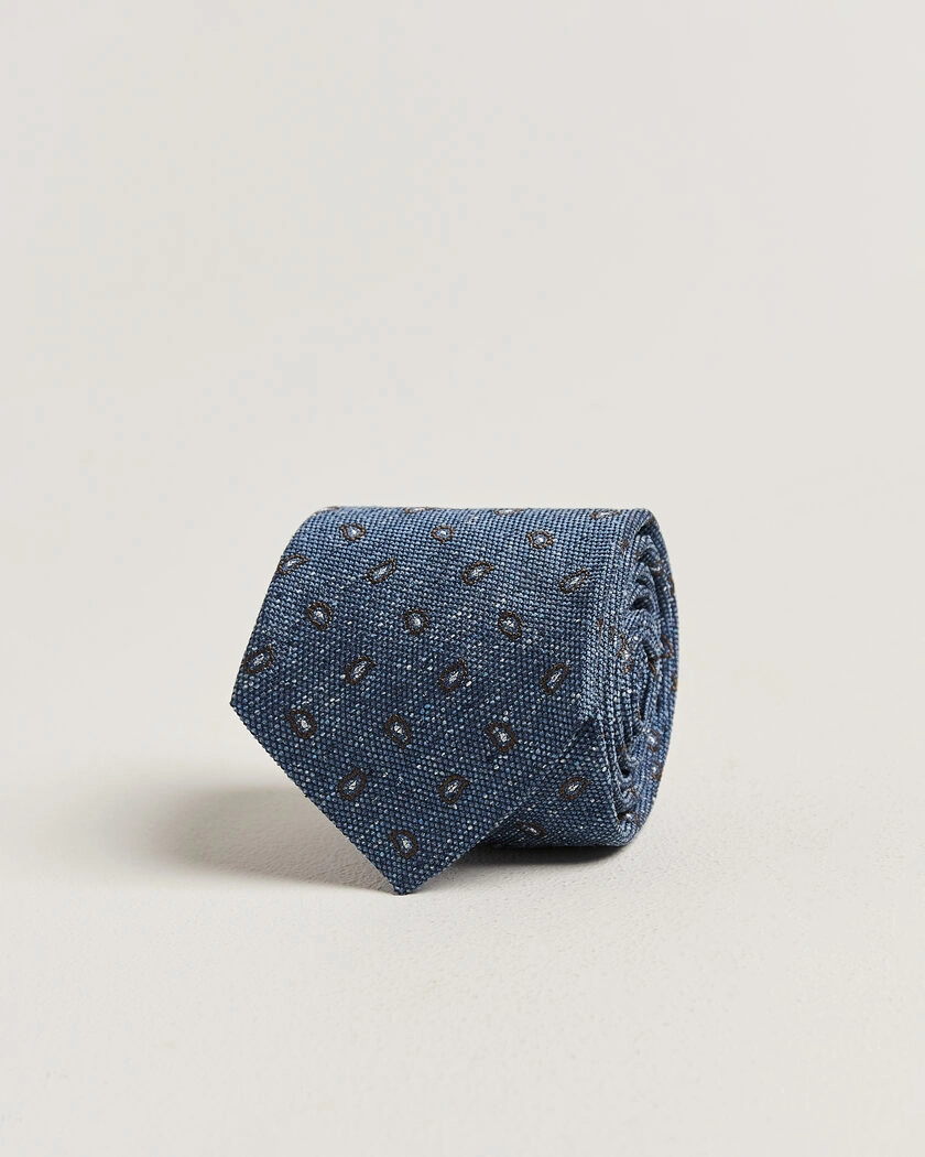 Amanda Christensen Silk Bourette Paisley 8cm Tie Sky Blue – Blå