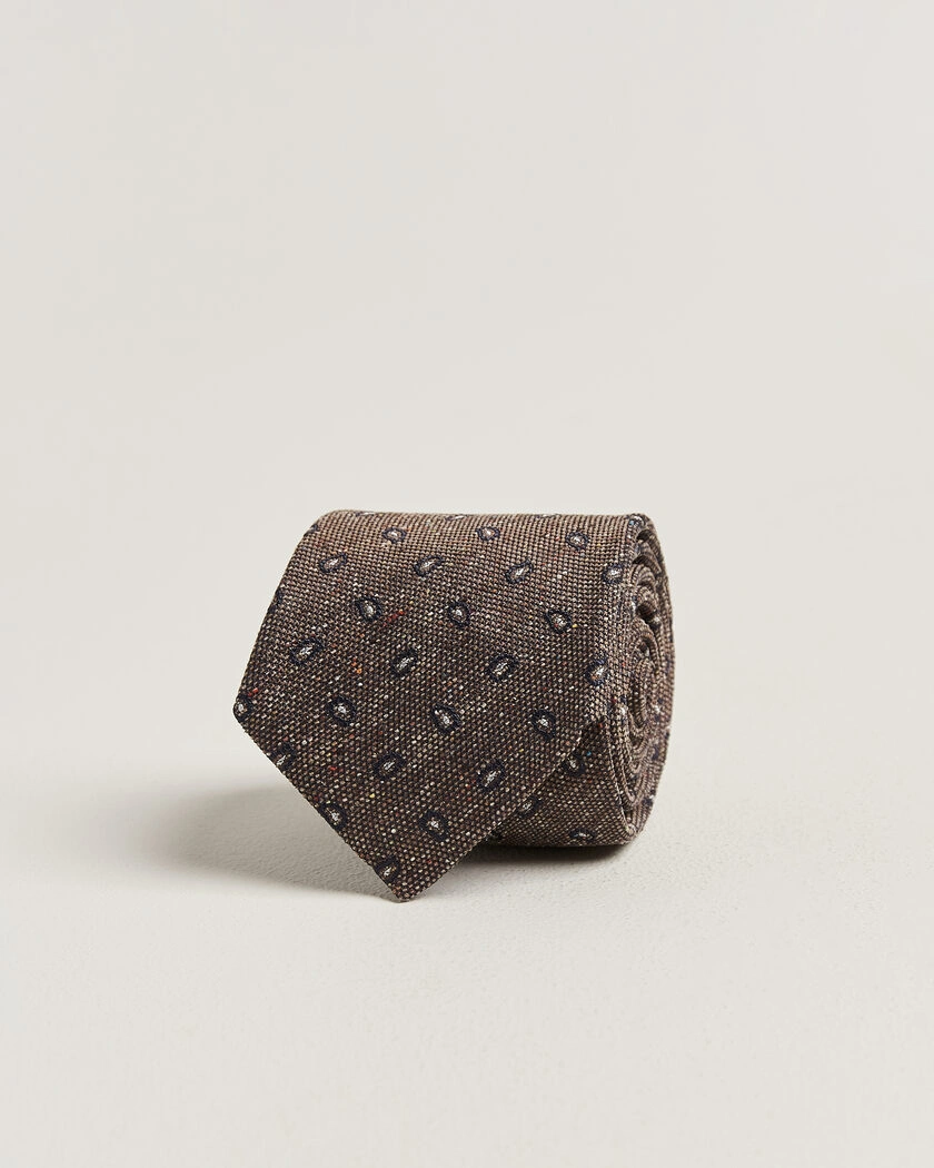 Amanda Christensen Silk Bourette Paisley 8cm Tie Brown – Brun
