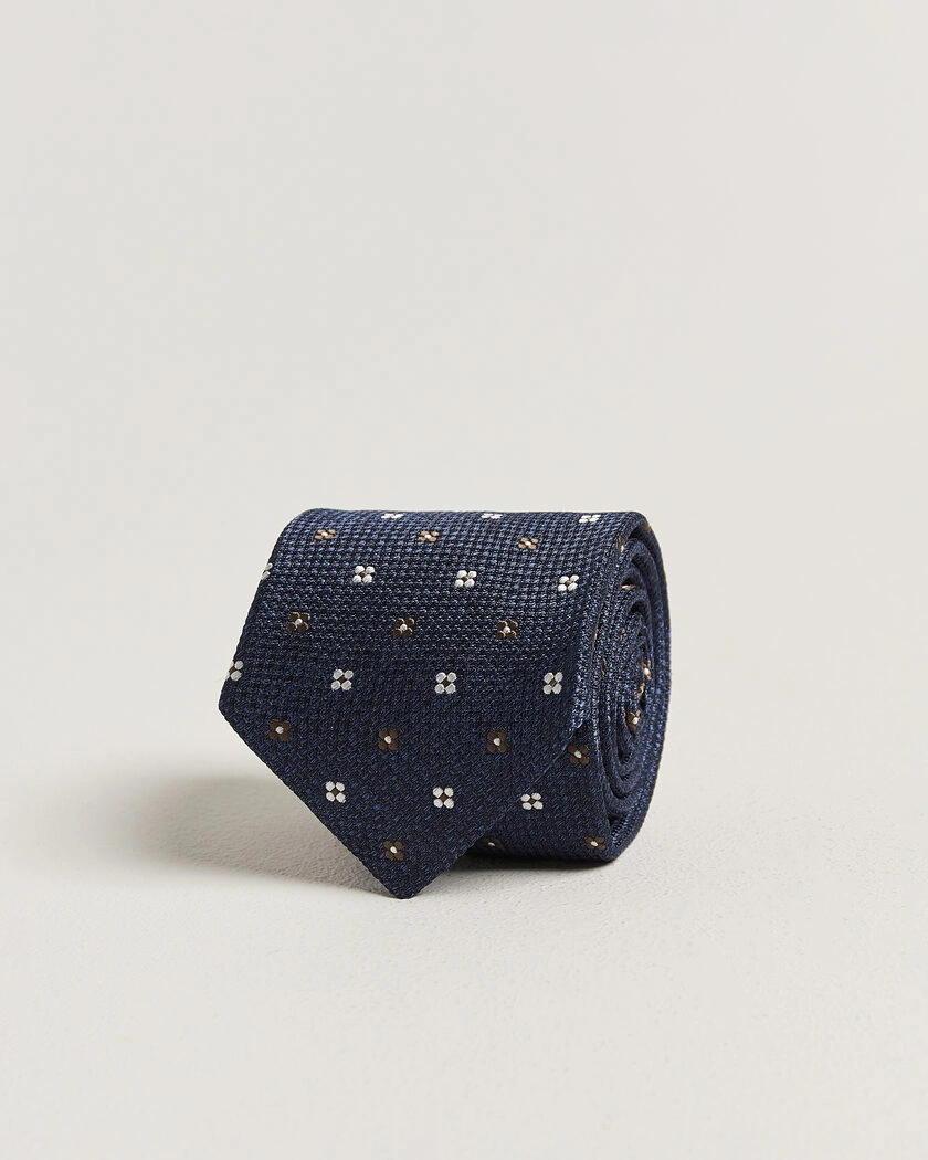 Amanda Christensen Silk Flower 8cm Tie Navy – Blå